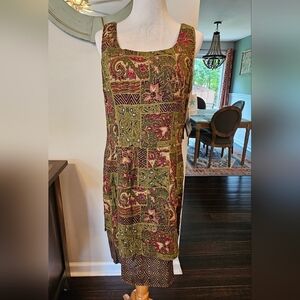 VIRGO II Size 12 Vintage New w/ Tags 90's Dress Floral Artsy Rayon Sleeveless
